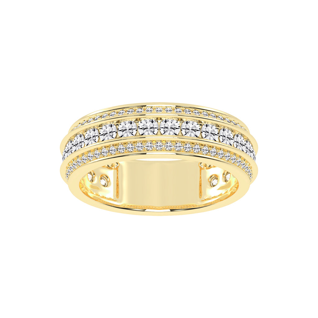 Luxury MultiRow Diamond Eternity Band  Elegant Rose Gold Milgrain Accent Statement Ring