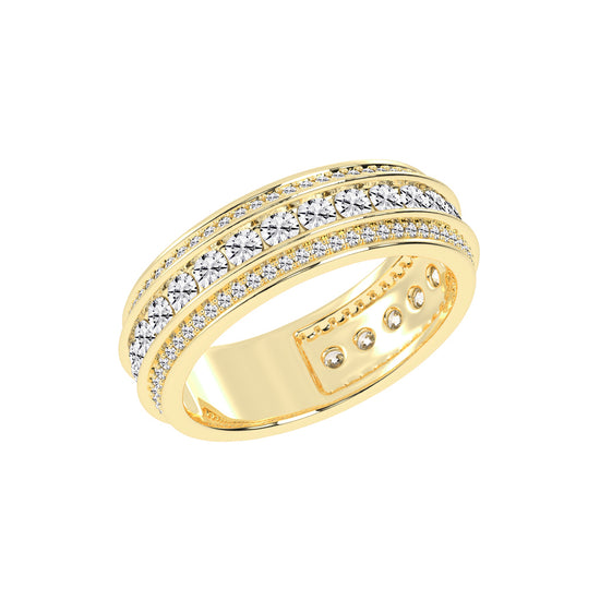 Luxury MultiRow Diamond Eternity Band  Elegant Rose Gold Milgrain Accent Statement Ring