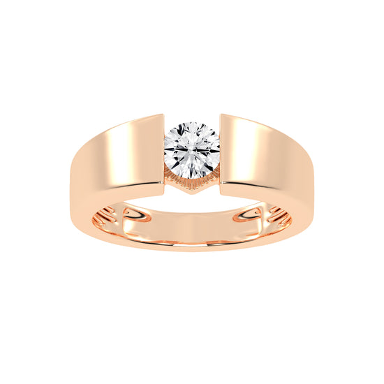 Luxury Floating Solitaire Diamond Mens Ring  Contemporary Platinum Tension Style Statement Band