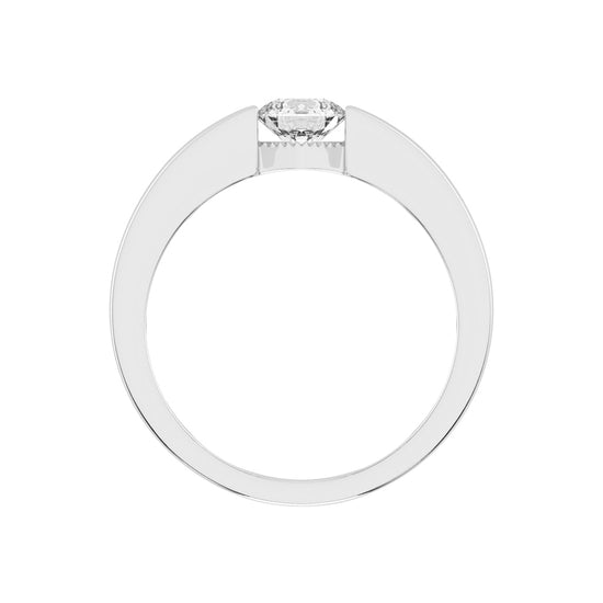Luxury Floating Solitaire Diamond Mens Ring  Contemporary Platinum Tension Style Statement Band