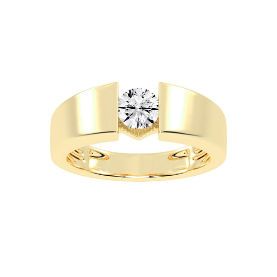 Luxury Floating Solitaire Diamond Mens Ring  Contemporary Platinum Tension Style Statement Band