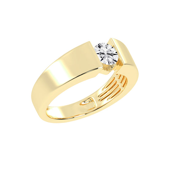 Luxury Floating Solitaire Diamond Mens Ring  Contemporary Platinum Tension Style Statement Band