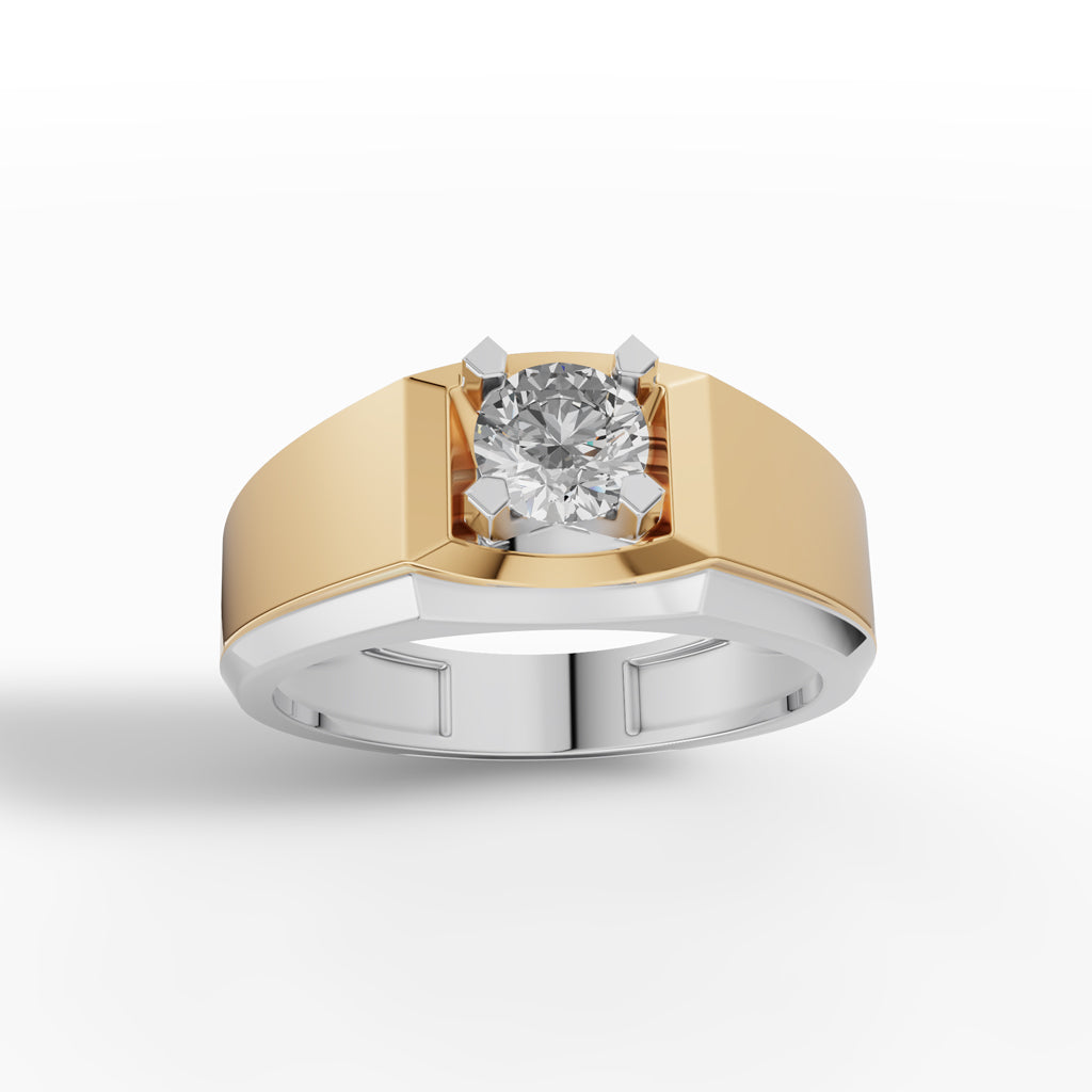 Solitaire Two-Tone Men's Diamond Ring