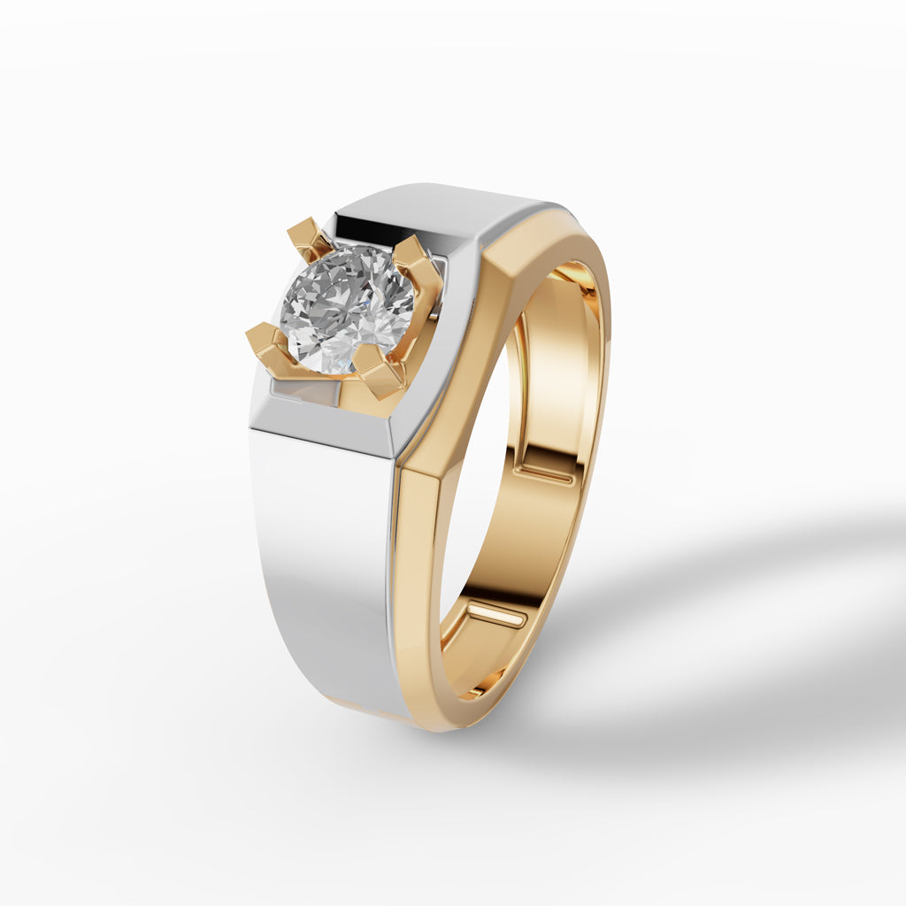 Solitaire Two-Tone Men's Diamond Ring