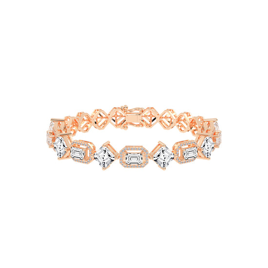 Fara 1325Ct Miracle Setting Emerald Cut Fancy Lab Diamond Bracelet
