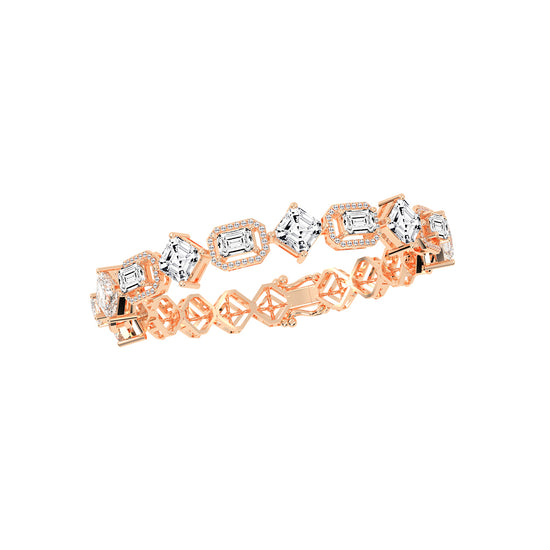 Fara 1325Ct Miracle Setting Emerald Cut Fancy Lab Diamond Bracelet