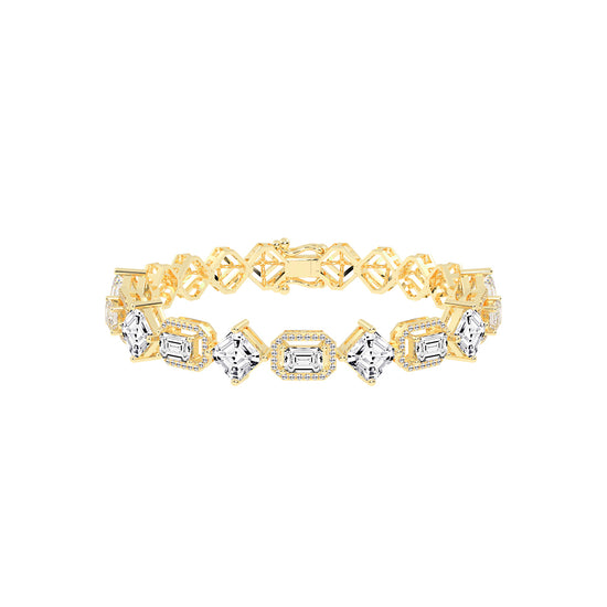 Fara 1325Ct Miracle Setting Emerald Cut Fancy Lab Diamond Bracelet