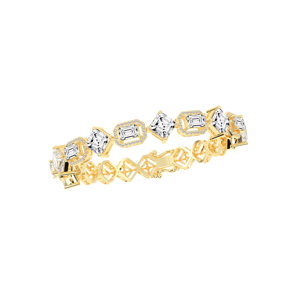 Fara 1325Ct Miracle Setting Emerald Cut Fancy Lab Diamond Bracelet