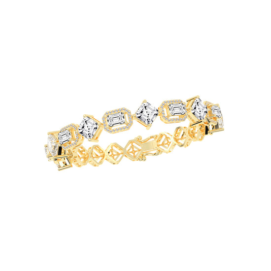 Fara 1325Ct Miracle Setting Emerald Cut Fancy Lab Diamond Bracelet