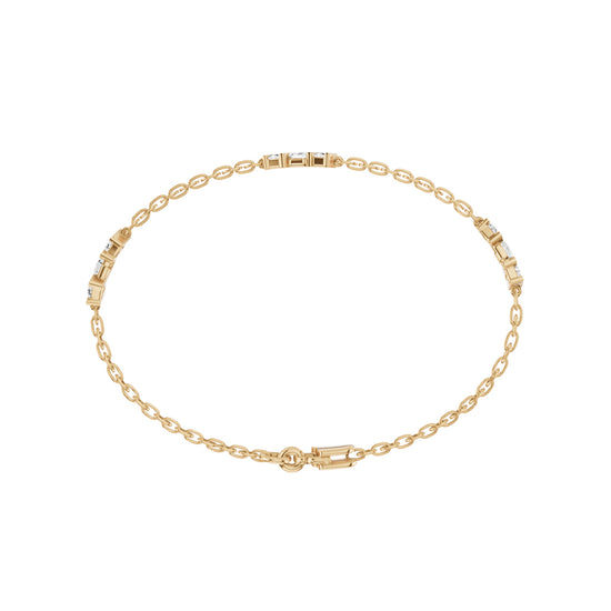  Luxury Baguette Cut Diamond Cluster Station Chain Bracelet  Elegant Rose Gold Modern Geometric Signature Jewelry