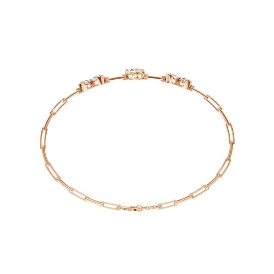Luxury Graduated Round Cut Diamond Station Paperclip Chain Bracelet  Elegant Rose Gold Contemporary Signature Jewelry