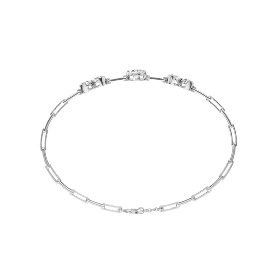 Luxury Graduated Round Cut Diamond Station Paperclip Chain Bracelet  Elegant Rose Gold Contemporary Signature Jewelry