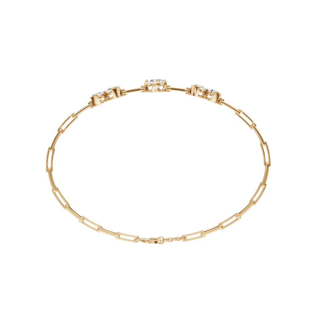 Luxury Graduated Round Cut Diamond Station Paperclip Chain Bracelet  Elegant Rose Gold Contemporary Signature Jewelry
