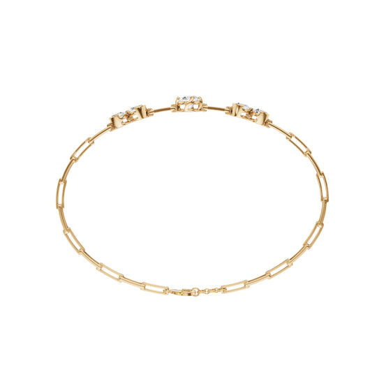 Luxury Graduated Round Cut Diamond Station Paperclip Chain Bracelet  Elegant Rose Gold Contemporary Signature Jewelry