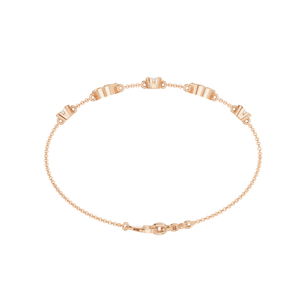 Luxury MultiShape Pear and Round Cut Diamond Station Chain Bracelet  Elegant Yellow Gold Bezel Signature Jewelry