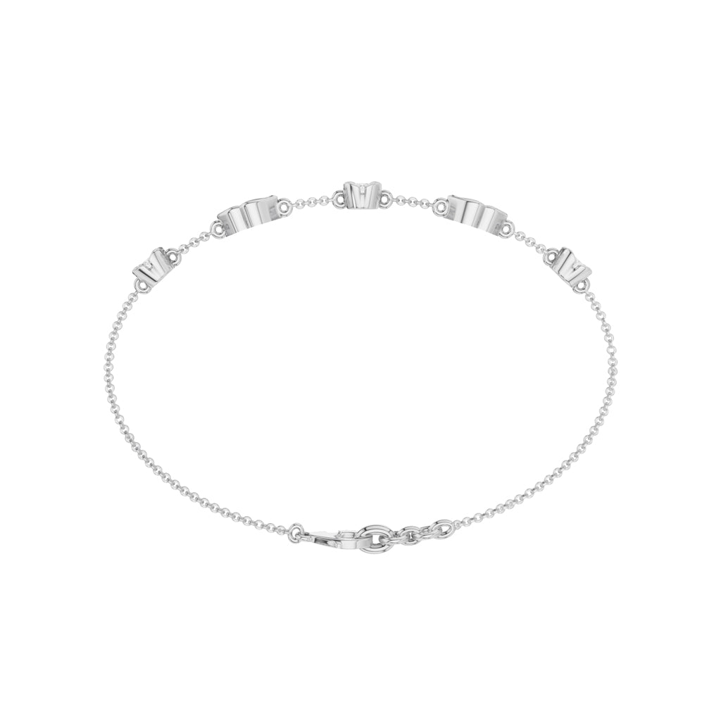 Luxury MultiShape Pear and Round Cut Diamond Station Chain Bracelet  Elegant Yellow Gold Bezel Signature Jewelry