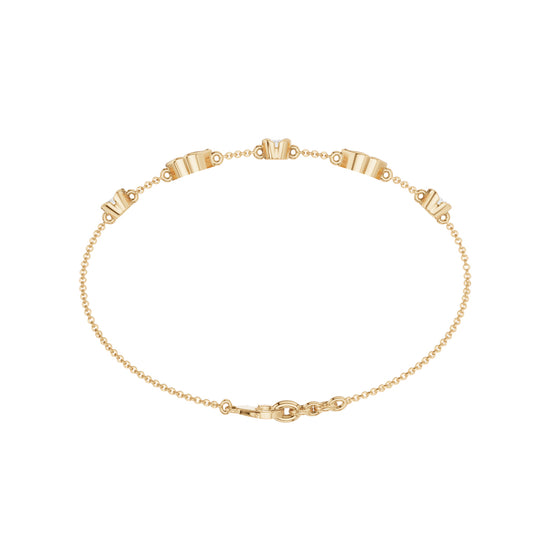 Luxury MultiShape Pear and Round Cut Diamond Station Chain Bracelet  Elegant Yellow Gold Bezel Signature Jewelry