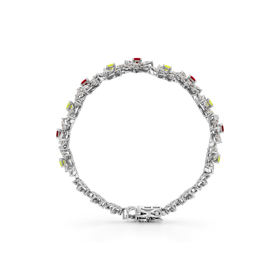Elegant Floral Gemstone and Diamond Bracelet