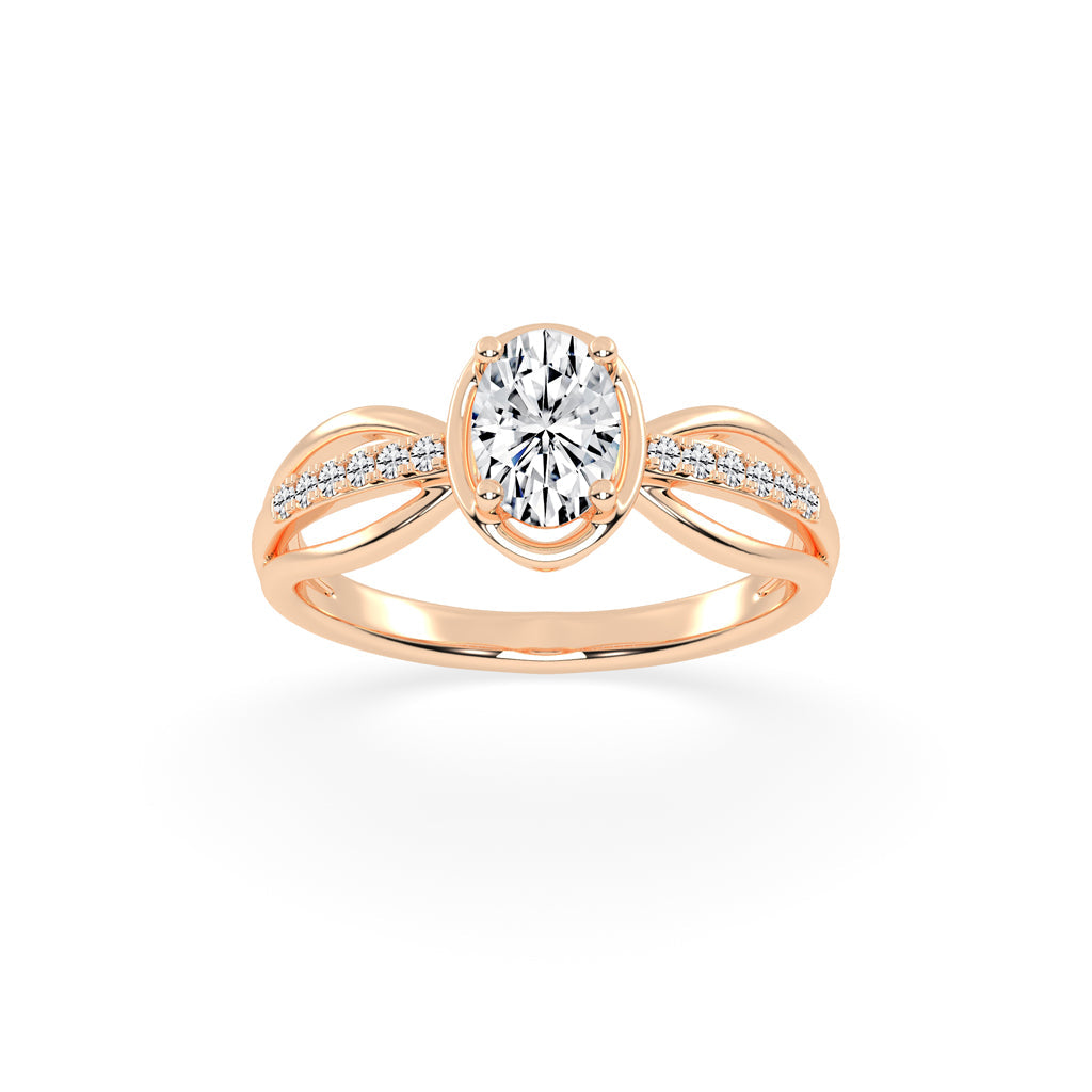 Triavell  Split shank oval cut classic lab diamond ring