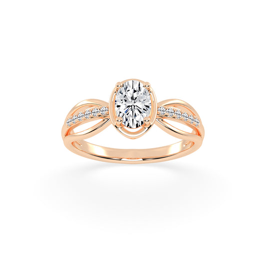 Triavell  Split shank oval cut classic lab diamond ring