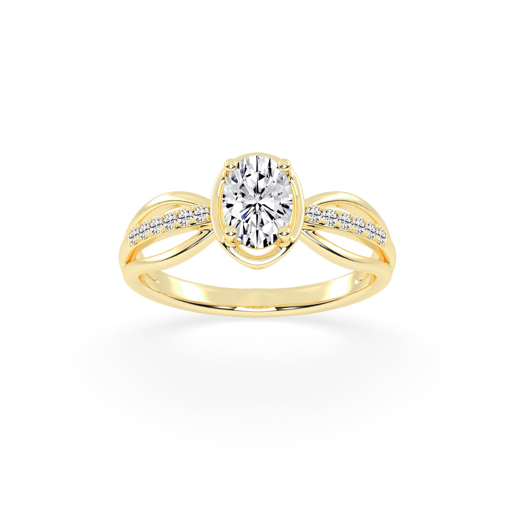 Triavell  Split shank oval cut classic lab diamond ring