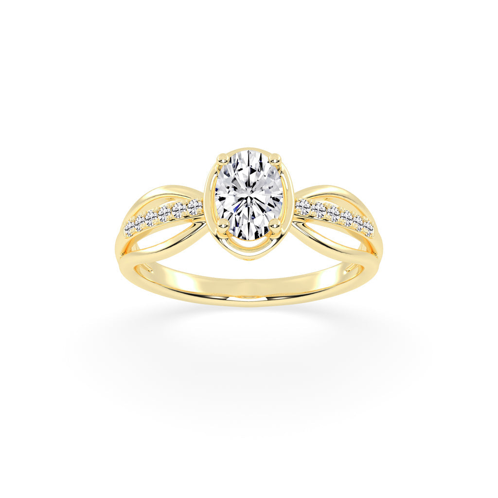 Triavell  Split shank oval cut classic lab diamond ring