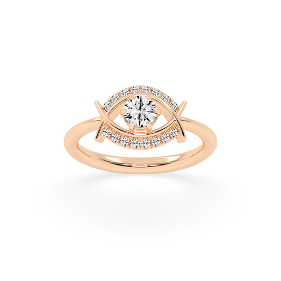 Delivora round eye cut delicate lab diamond ring