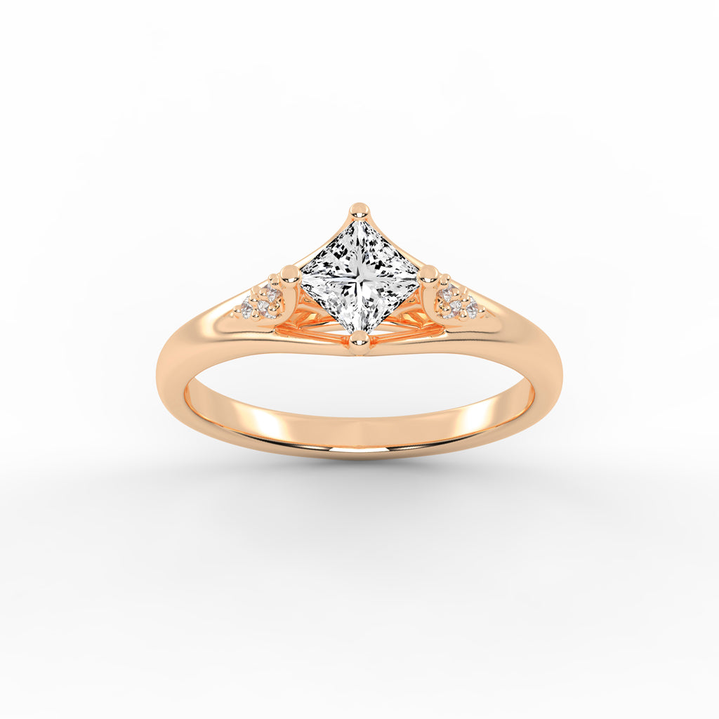 Divosia four prong Princess cut classic lab diamond ring