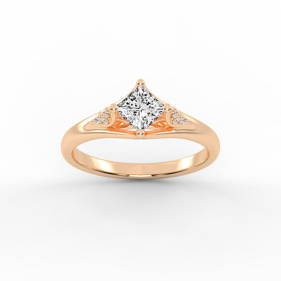Divosia four prong Princess cut classic lab diamond ring