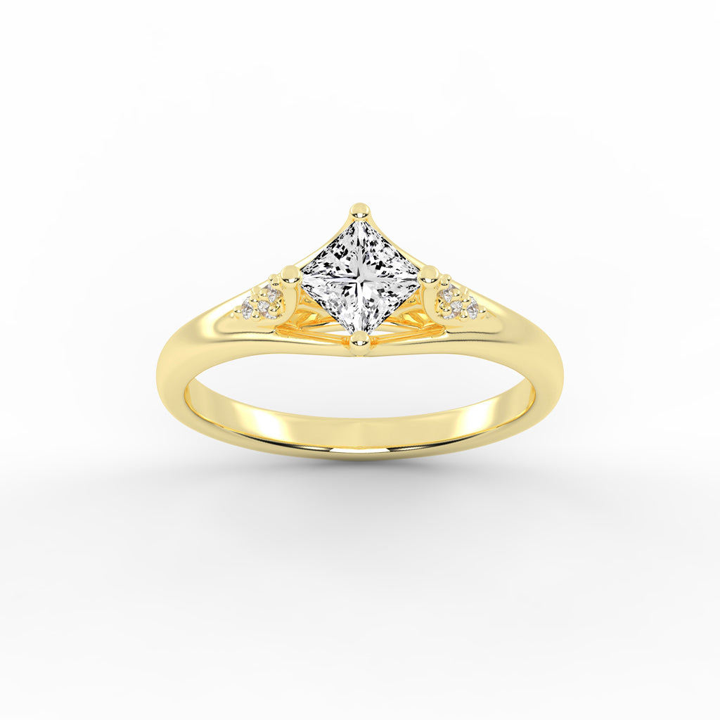 Divosia four prong Princess cut classic lab diamond ring