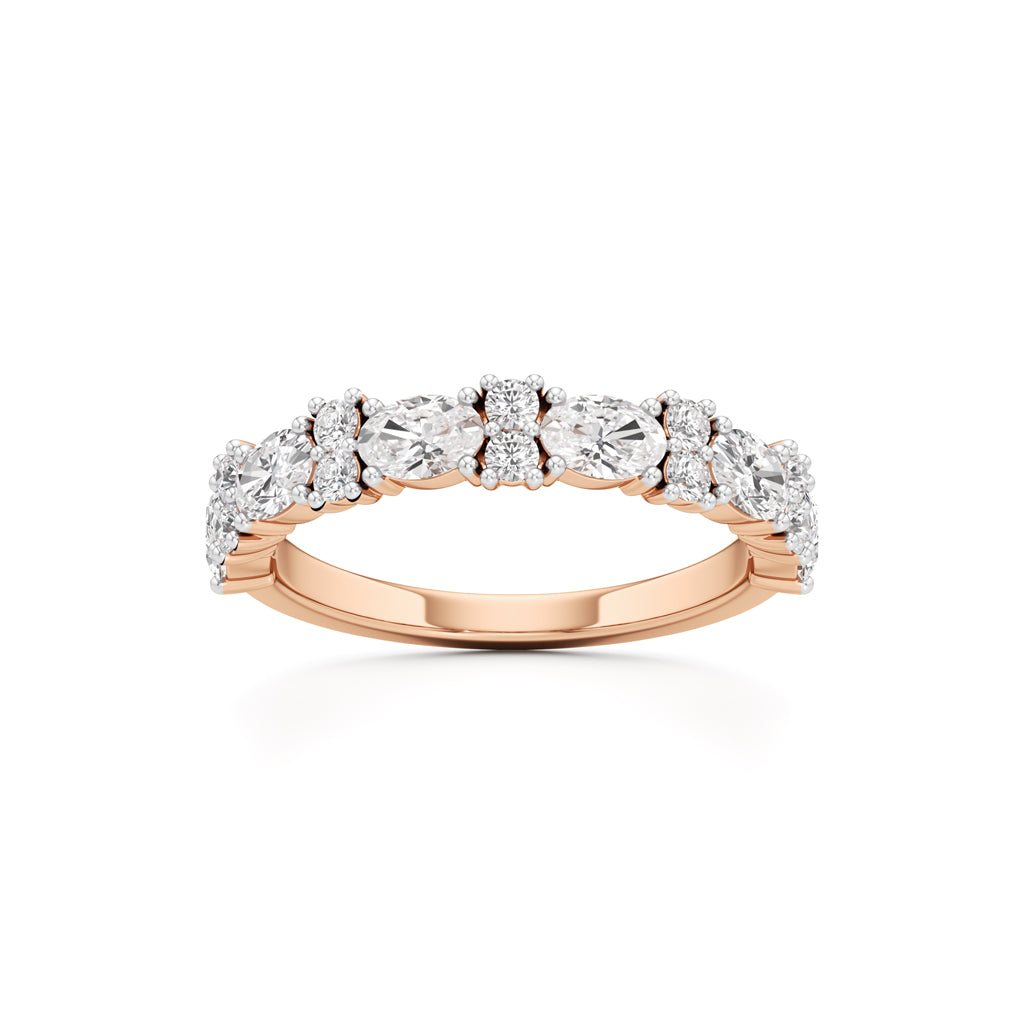 Marquise and Round Diamond Half-Eternity Ring