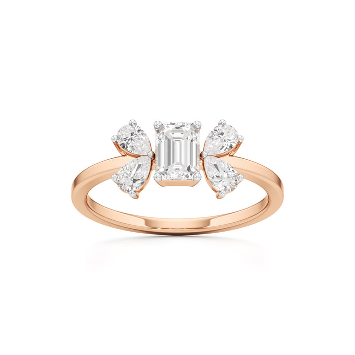 Elegant Emerald-Cut & Pear Diamond Accent Ring