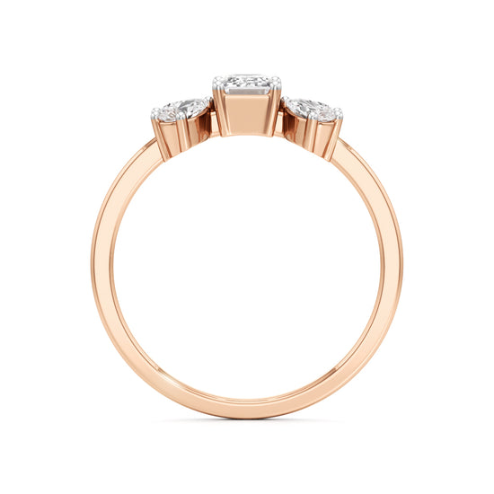 Elegant Emerald-Cut & Pear Diamond Accent Ring