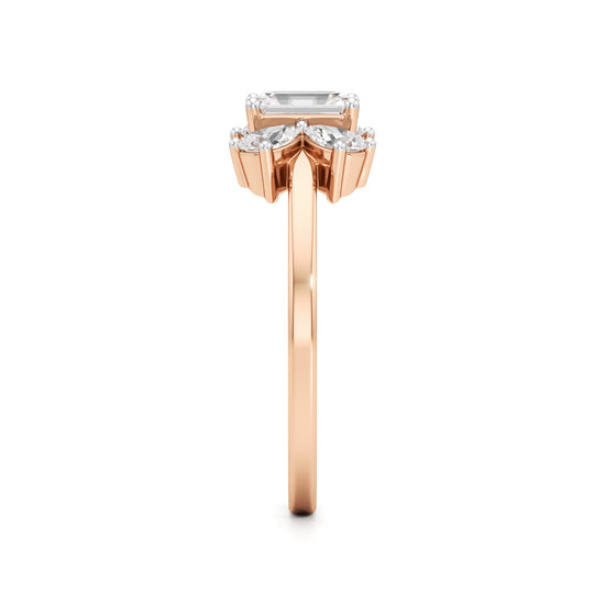 Elegant Emerald-Cut & Pear Diamond Accent Ring