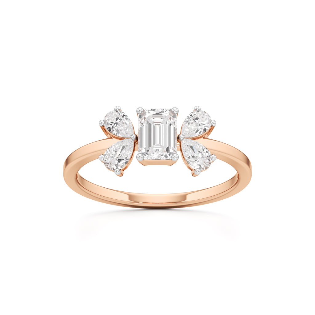 Elegant EmeraldCut  Pear Diamond Accent Ring