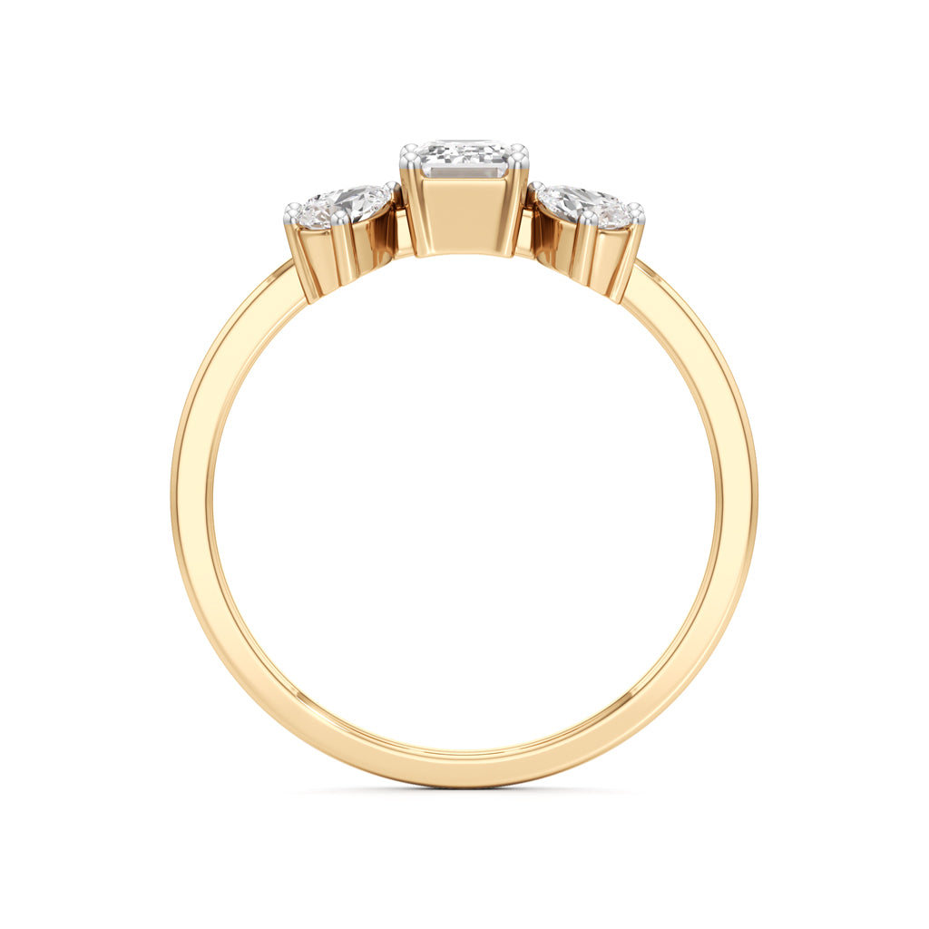 Elegant EmeraldCut  Pear Diamond Accent Ring