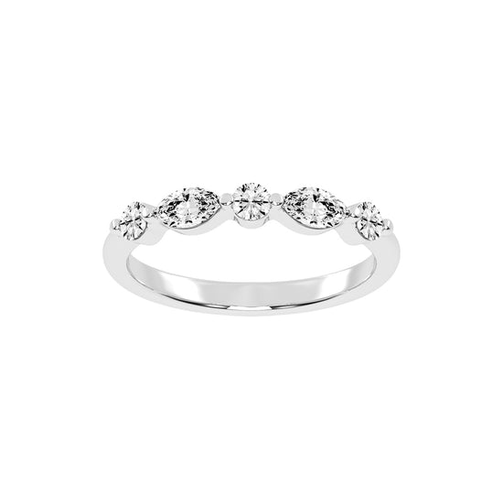 Berillia Marquise Shape Half Eternity Lab Diamond Ring