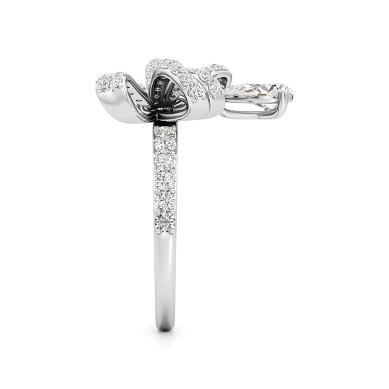 Dazzling Diamond Bow Ring with Dangling Pear