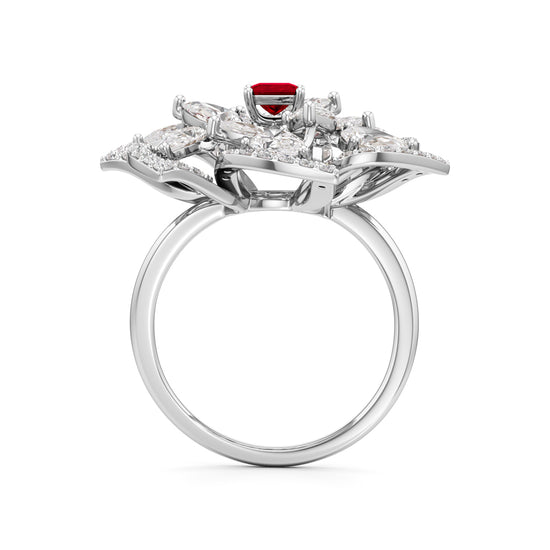 Ruby and Diamond Blossom Statement Ring