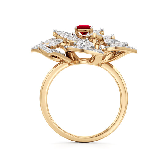 Ruby and Diamond Blossom Statement Ring