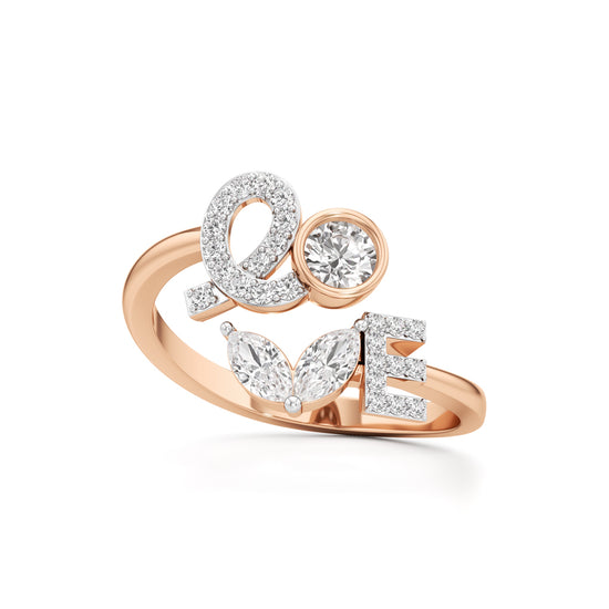 Love Diamond Script Fashion Ring