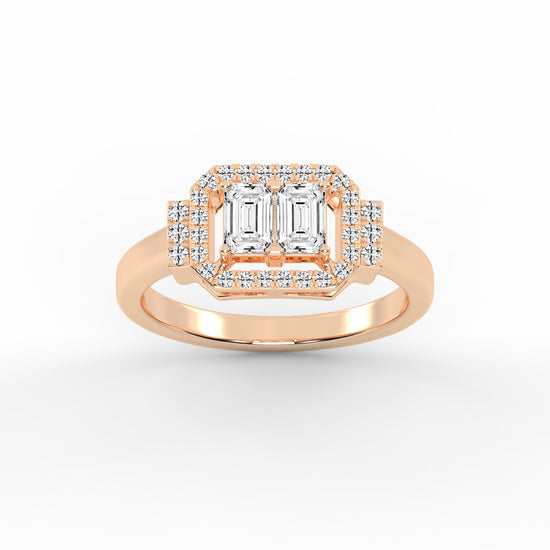 Halioris Emerald Cut Halo Lab Diamond Ring