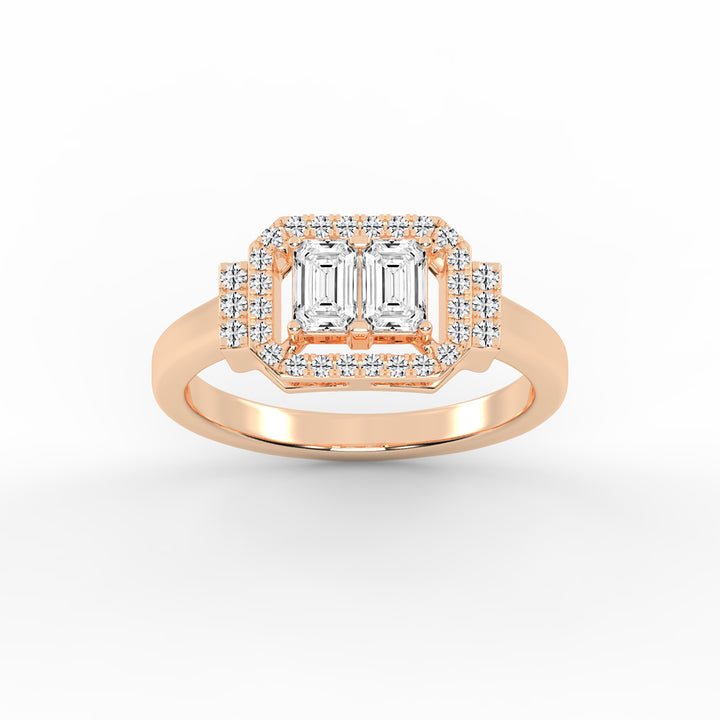 Halioris Emerald Cut Halo Lab Diamond Ring