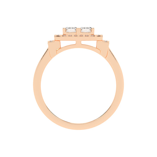 Halioris Emerald Cut Halo Lab Diamond Ring