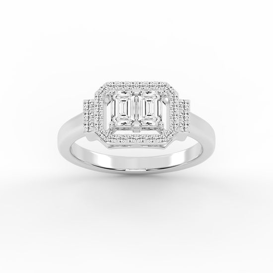 Halioris Emerald Cut Halo Lab Diamond Ring