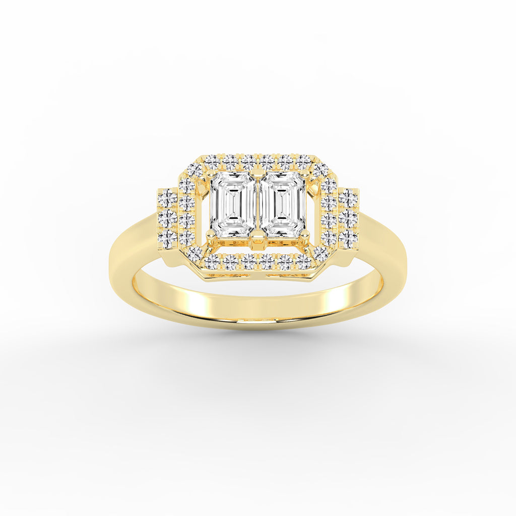 Halioris Emerald Cut Halo Lab Diamond Ring