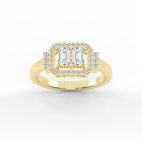 Halioris Emerald Cut Halo Lab Diamond Ring