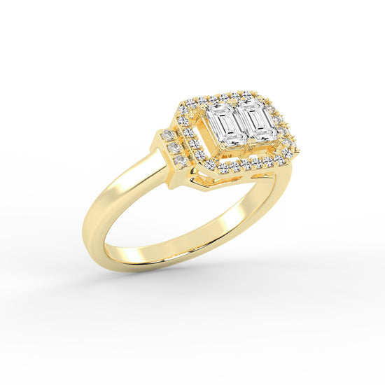 Halioris Emerald Cut Halo Lab Diamond Ring