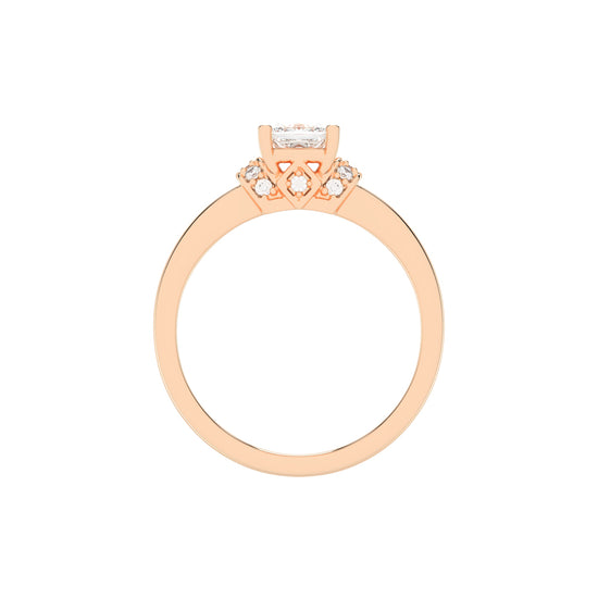 Halencia Four Prong Princess Cut Halo Lab Diamond Ring