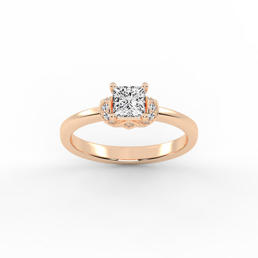 Halencia Four Prong Princess Cut Halo Lab Diamond Ring
